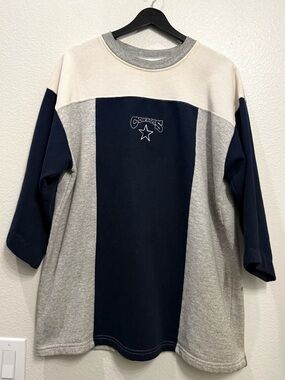 90s Vintage Dallas Cowboys Striped Embroidered Crewneck Tee XL 25x30